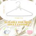 Threan 2 Pcs 16 Inch Pearl Clothes Beaded Clothing Hanger with Ribbon Bowknot Metal Elegant Clothes Standard Hanger for Women Bride Wedding Dress Coat Shirt (White)