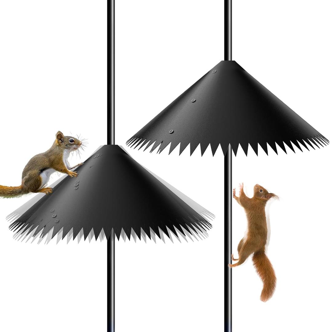 2 Pack Wide Squirrel Baffle for Bird Feeder Pole, Outside Pole Mount Stopper & Bird House Guard for Outdoor Shepherds Hook - 19 inch