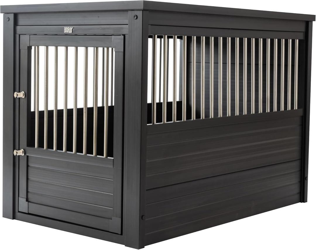New Age Pet ECOFLEX InnPlace Dog Crate & End Table, Indoor Furniture Style Pet Kennel for Small, Medium, Large & XL Dogs, Durable Composite, Espresso Black, X-Large (35.9"L x 23.7"W x 28.0"H)