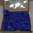 MACTING Artificial Flower Roses 30PCS Real Touch Fake Flowers with Stem Foam Roses for DIY Wedding Bouquets Backdrop Party Bridal Shower Spring Home Mothers Day Decorations(Dark Royal Blue)