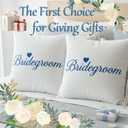 Bride and Bridegroom Pillowcases (18x18 inches, Set of 2) White and Blue Bride Pillowcases, Short Plush Soft Sofa Cushion Covers for Bedroom Living Room Sofa Home Decor for Newlyweds