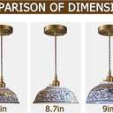 Ceramic Pendant Light, Chinese Blue and White Porcelain Pendant Light fixtures, Bedside Light, Hanging lamp for Kitchen Island Light Fixture, Home Bedroom Dining Room Ceiling Hanging Light 9in