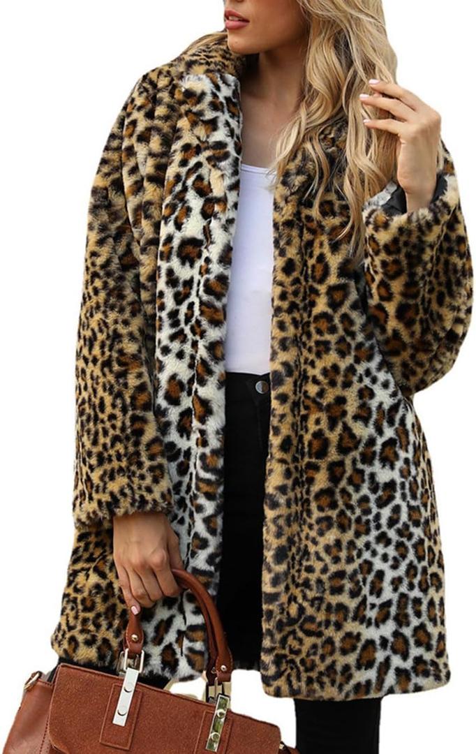TOPONSKY Womens Winter Warm Lapel Faux Fur With Inner Lining & Buttons Coats (XX-Large, Cd Leopard Brown)