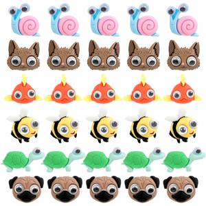 30 Pcs Fun Animals Push Pins, 6 Pattern Push Pins for Cork Board Including Puppy Fish Bee Snail Turtle and Cat, Decorative Pushs Pin for Office Home Decor, Cute Pushs Pin for Cork Board Photo Wall Map