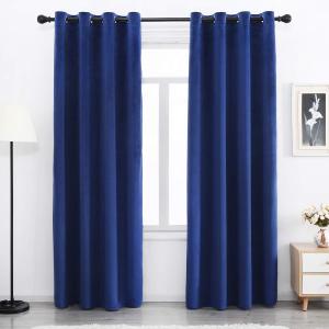Navy Blue Velvet Blackout Curtains 84 inches Long Super Soft Velvet Curtains Grommet Thermal Insulated Curtains Window Treatment for Bedroom Light Blocking Velvet Curtain Panels Set of 2 Panels