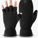 OZERO Winter Gloves Fingerless Convertible Mittens Thermal Polar Fleece Insulated Lining Windproof Warm for Men Women ,Size L