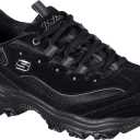 Skechers Sport Women's D'Lites Memory Foam Lace-up Sneaker, Black, 6 W US