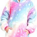 Unicorn Wearable Blanket Hoodie for Girls Unicorn Oversized Hoodie for Kids (8-9 Years, Light Pink)