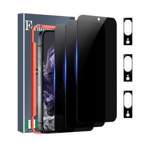 Ferilinso 3 Pack Privacy Screen Protector for Google Pixel 8 with 3 Pack Tempered Glass Camera Lens Protector Accessories Phone Case Friendly Protector de Pantalla for Google Pixel 8