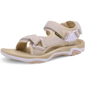 DREAM PAIRS Womens Arch Support Hiking Sandals Sport Outdoor Athletic Comfortable Summer Beach Water Sandals (7, Beige)