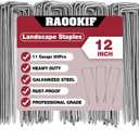 RAOOKIF 12 Inch Long Galvanized Garden Landscape Staples, 20Pcs Metal Stakes for Decoration, Fence, Lawn, Fabric Pins