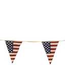 Vintage American Flag Bunting Banner, 5 Meter Cotton Garland with 10 Double-Sided USA Pennant Flags, Patriotic Hanging Decoration for 4th of July, Memorial Day, Independence Day