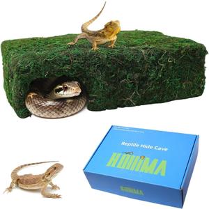 Mossy Cave Hide for Reptiles, Lizard Moss Hideout with Safe Shelter, Snake Cave Hut for Themed Terrarium Ideal for Gecko Hamster Snake to Rest & Hide