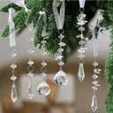 Giegxin 12 Pcs Crystal Ornaments for Christmas Tree Decorations Hanging Clear Acrylic Crystal Diamond Prism Icicle Drop Christmas Ornaments for Xmas Winter Decorations Wonderland Supplies(Elegant)