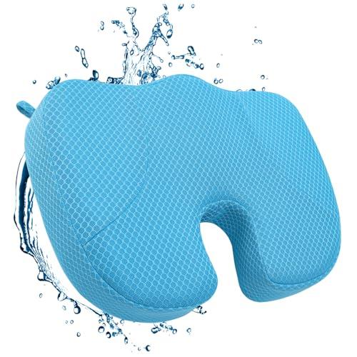 Hot Tub Booster Seat, 4D Air Mesh Weighted Hot Tub Pillow with Powerful Non-Slip Suction Cups, Ergonomic Booster Cushion, Quick Dry Spa Pillow Hot Tub Accessories for Adults Indoor Outdoor (Blue)