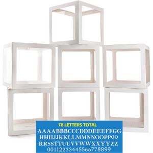 Baby Boxes for Baby Shower White Clear Balloon Box Blocks Gender Reveal Decorations and Birthday Party (7 PCS Balloon Box-78 Letter)