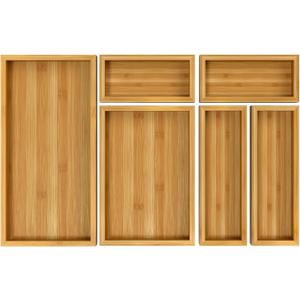 MaxGear Bamboo Kitchen Drawer Organizer, 18x12x2 Inches with 6 Adjustable Compartments, Utensils Cutlery and Flatware Storage for Silverware and Kitchen Accessories MaxGear Bamboo Kitchen Drawer Organizer, 18x12x2 Inches with 6 Adjustable Compartments, Utensils Cutlery and Flatware Storage for Silverware and Kitchen Accessories