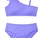 Swimsuit for Girls Size 14-16 Years Old Light Purple 2 Piece Ruffle Bathing Suit Cute Bikini Sets (Purple) 170
