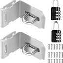 Tanbupu 2Pcs Door Locks Hasp Latch, 4 Inch 90 Degree 304 Stainless Steel Safety Packlock Clasp Hasp Lock Latch, Hinge Lock Padlock with Screws for Gates, Doors, Cabinets, Closets and More