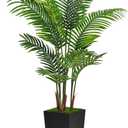 Artificial Palm Tree 5FT - Fake Tree with Black Tall Planter - Faux Tropical Areca Floor Plant in Pot - Artificial Silk Plant for Home Office Living Room Decor Indoor