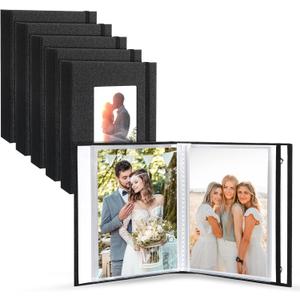 6 Pack Mini Photo Album 4x6 Small Wedding Photo Album 372 Photos Postcard Picture Albums Black Linen Cover Photos Albums Book with Front Window for Wedding Anniversary Travel Family Pictures