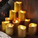 Honoson 24 Pack Gold Candles Party Decoration Flameless LED Tea Light Battery Operated Candle for Halloween Christmas Valentine Diwali Wedding Table Centerpiece