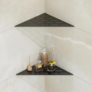 Corner Shower Caddy Shelf, Recessed Built-in Bathroom Storage for Tiled 90 Walls, Matte Black 304 Stainless Steel, Set of 2