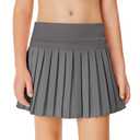 Haloumoning Girls Pleated Skirts with Shorts Athletic Tennis Skorts Sport Performance Skirt with Pockets 4-14 Years Dark Grey 160