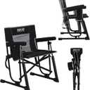 Go-Flow Compact Rocking Camping Chair,Durable Armrests,Drink Holder & Comfortable Backrest,Portable Travel Seat for Camping, Fishing, Lawn, Beach, Patio,400LBS Capacity, Black