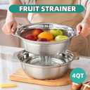Colander for Kitchen Stainless Steel, 4QT Rice Strainer Bowl with Handle for Washing Pasta, Spaghetti, Vegetables, Fruit, Durable Use, Dishwasher Safe(2PC)