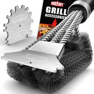 GRILLART Grill Brush and Scraper,18 Inch BBQ Grill Cleaning Brush Kit, Safe Wire Scrubber, Universal Fit BBQ Cleaner Accessories for All Grates (Matt Black)