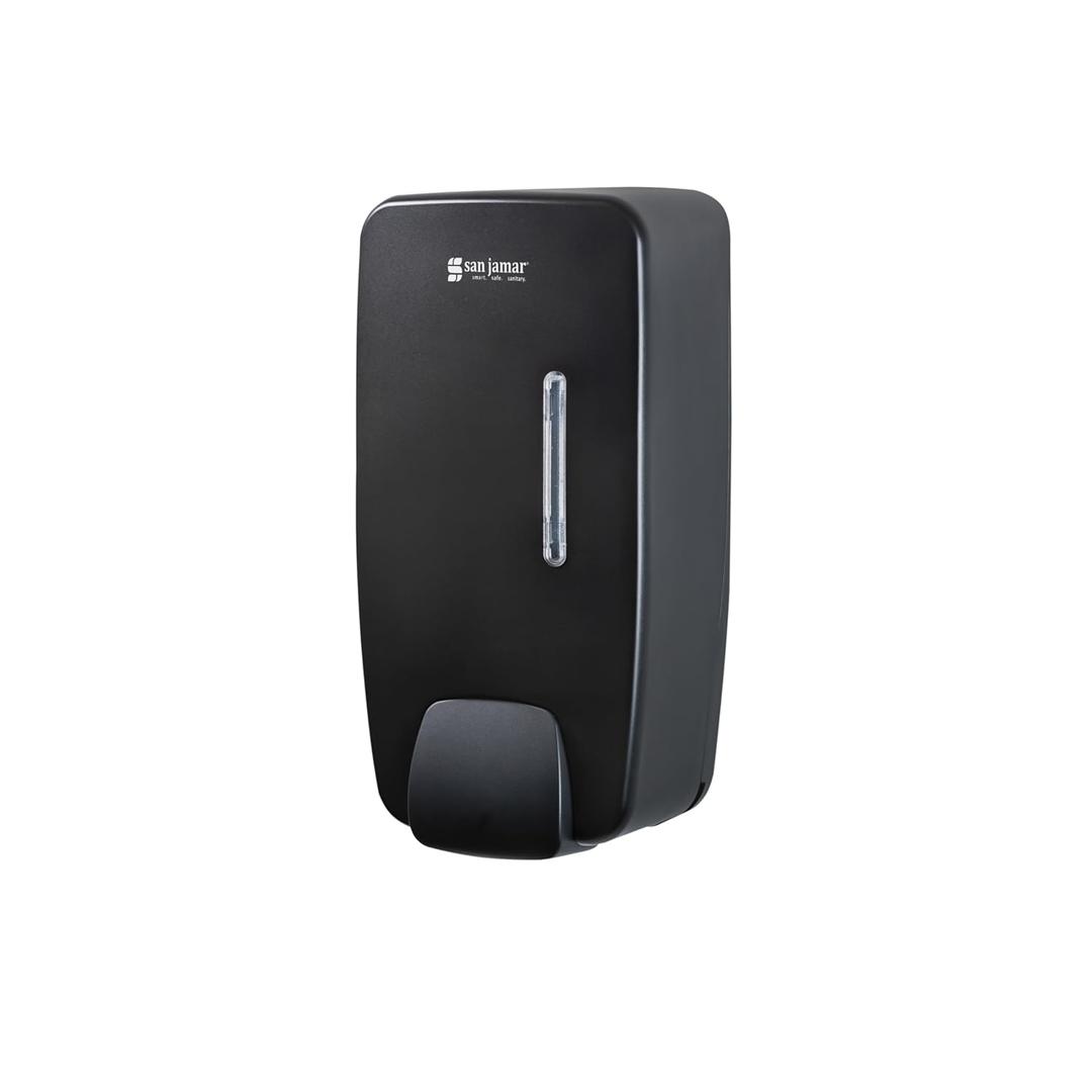 San Jamar Timeless Manual Foam Soap Dispenser, Black, Universal Bulk Soap Compatible, Wall Mount, with Viewing Window