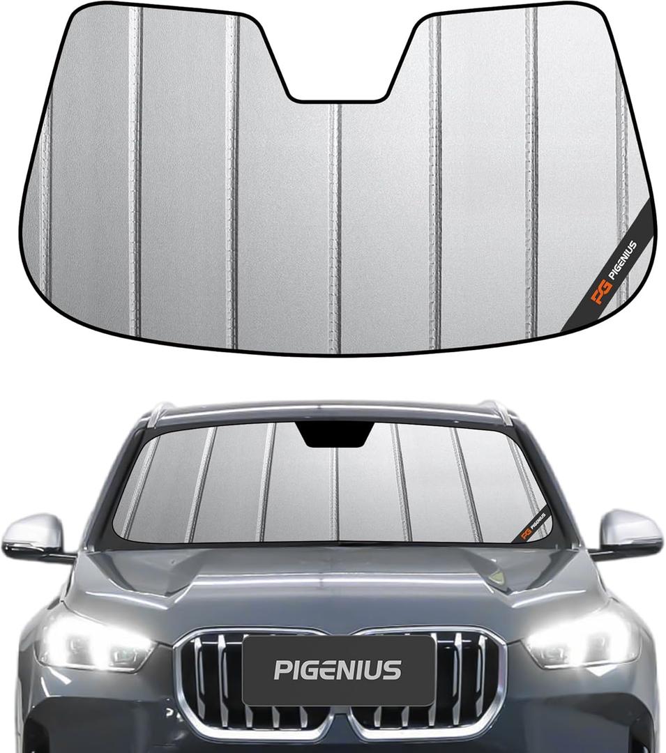 Pigenius Windshield Sun Shade for BMW X1 (U11) 2023-2026, Fits xDrive28i xDrive30 M35i, Premium Grey Leather Finish