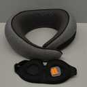 Advanced Memory Foam Neck Travel Pillow, Neck Pillow Airplane with Eye Mask & Ear Plugs, Designed for The Comfort of Travel & Office, Travel Pillow for Plane, Car, Home, Work Grey