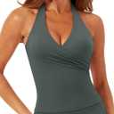 SUUKSESS Women Halter Tank Tops Deep V Neck Wrap Workout Crop Top Yoga Padded Bra