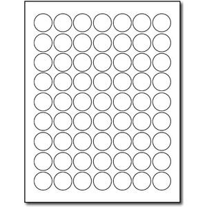 1" Round Glossy Labels - White Adhesive Stickers Printable with Inkjet/Laser Printers - 10 Sheets / 630 Labels