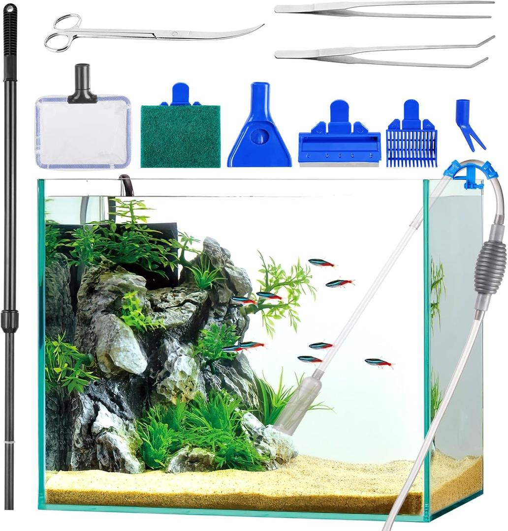 FACULX Fish Tank Cleaner Vacuum with Fish Tank Cleaning KitPlastic Gravel Vacuum for AquariumAquarium Siphon Pump for WaterAquarium Vacuum Gravel Cleaner for Various Tank Sizes