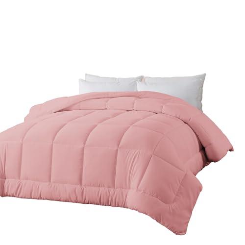 BedTreat Down Alternative Comforter Queen Duvet Insert with Corner Tabs, All Season Quilted Bed Comforter Box-Stitched Queen Comforter Pink，Machine Washable Microfiber Bedding