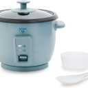 GreenLife Electric Rice Cooker, 3-Cups Uncooked/6-Cups Cooked, Removable PFAS-Free Nonstick Pot, One-Switch Design, Auto Keep Warm, Small Space Saving, Rice Paddle, Soup, Grains, Oatmeal, 1.5 QT, Blue