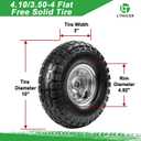 10" Heavy-Duty Replacement Tires, 4.10/3.50-4" for Gorilla Carts,Hand Trucks,Generators,Lawn Mowers & Garden Wagons - Double Sealed Bearings, 5/8" Axle Bore Hole - Pneumatic Air Tires (2 Pack), 2pcs
