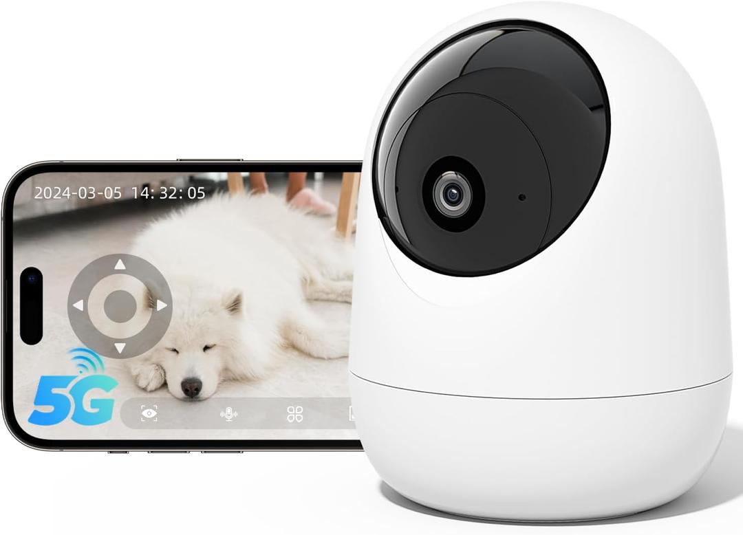 Rraycom Indoor Camera 5G&2.4G WiFi,2K Security Cameras for Home Security,360Pan & Tilt, Dog/Pet Baby Camera with Motion Tracking& Sound Detection, 2-Way Audio, Night Vision,Siren,Works w/Alexa