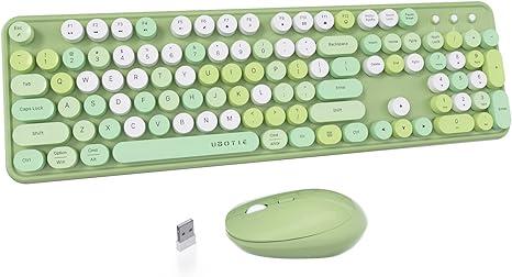 UBOTIE Colorful Computer Wireless Keyboards Mouse Combos, Typewriter Flexible Keys Office Full-Sized Keyboard, 2.4GHz Dropout-Free Connection and Optical Mouse (Green-Colorful)(Keyboard Only) UBOTIE Colorful Computer Wireless Keyboards Mouse Combos, Typewriter Flexible Keys Office Full-Sized Keyboard, 2.4GHz Dropout-Free Connection and Optical Mouse (Green-Colorful)(Keyboard Only)