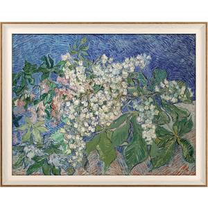 VIYYIEA Framed Canvas Wall Art, Flowers Wall Art for Living Room, Vintage Oil Painting Picture, Van Gogh Home Decor, Bathroom Wall Decor -Chestnut Branches-(16"x20")