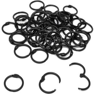 Small Binder Rings 1/2 inch, Book Rings 50pc, Flash Card Rings, Rings for Index Cards, Black Loose Leaf Binder Rings, Paper Rings Metal, Ring Clips, Book Binder Rings