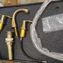 PARLOS Widespread Bathroom Faucet 2 Handles with Pop Up Sink Drain and cUPC Faucet Supply Lines, Brushed Gold, Demeter 1364708