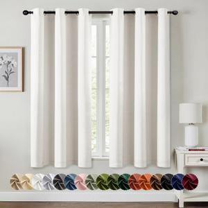 MIULEE Blackout Curtains for Bedroom Living Room 2 Panels, Thermal Insulated Room Darkening Drapes Grommet Noise Reducing Light Blocking Window Treatments 45 Inches Long 40x45 Inch Ivory