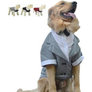 Lovelonglong Pet Costume Dog Suit Formal Tuxedo with Black Bow Tie for Small Dogs Cat Clothes Chihuahua Clothing Gray XS