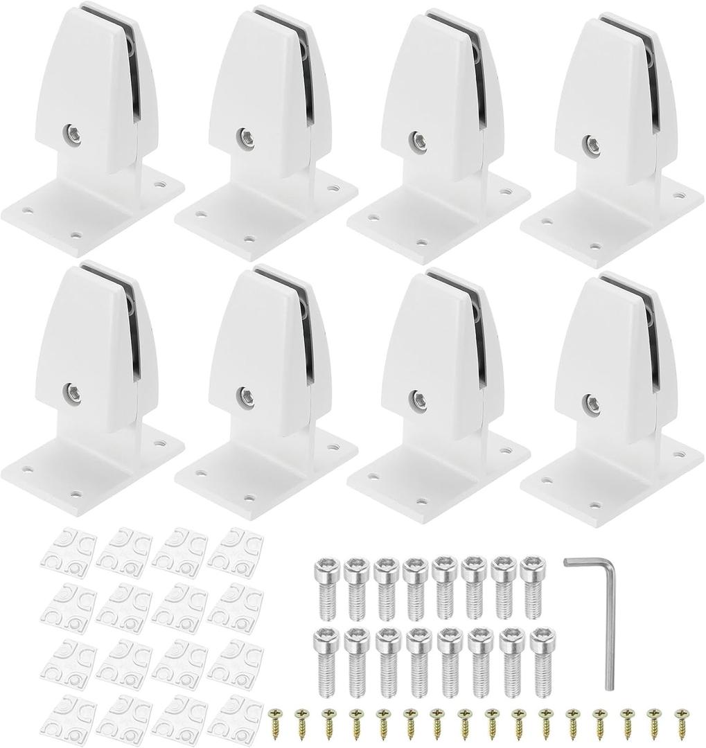 PATIKIL 2.8x1.7x3.6" Desk Divider Support Clamp, 8 Pcs Aluminum Desk Shield Clamp Desk Divider Partition Clamp Sneeze Guard Clamp Bracket for Office Home Desk Panel, Matte White