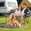 Oversized Double Camping Chair Heavy Duty Padded Double Folding Chair with Cup Holders & Carry Bag Foldable 2 Person Camping Chairs Outdoor Portable Couch for Lawn, Sports - Supports 900LBS Grey