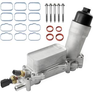926-959 Upgrade Aluminum Engine Oil Cooler Oil Filter Housing for 2017-2018 Jeep Wrangler Grand Cherokee Dodge Challenger Charger Journey Caravan Durango Chrysler 200 300 Town Country Ram 3.6L 926-876 (Plastic Cap)
